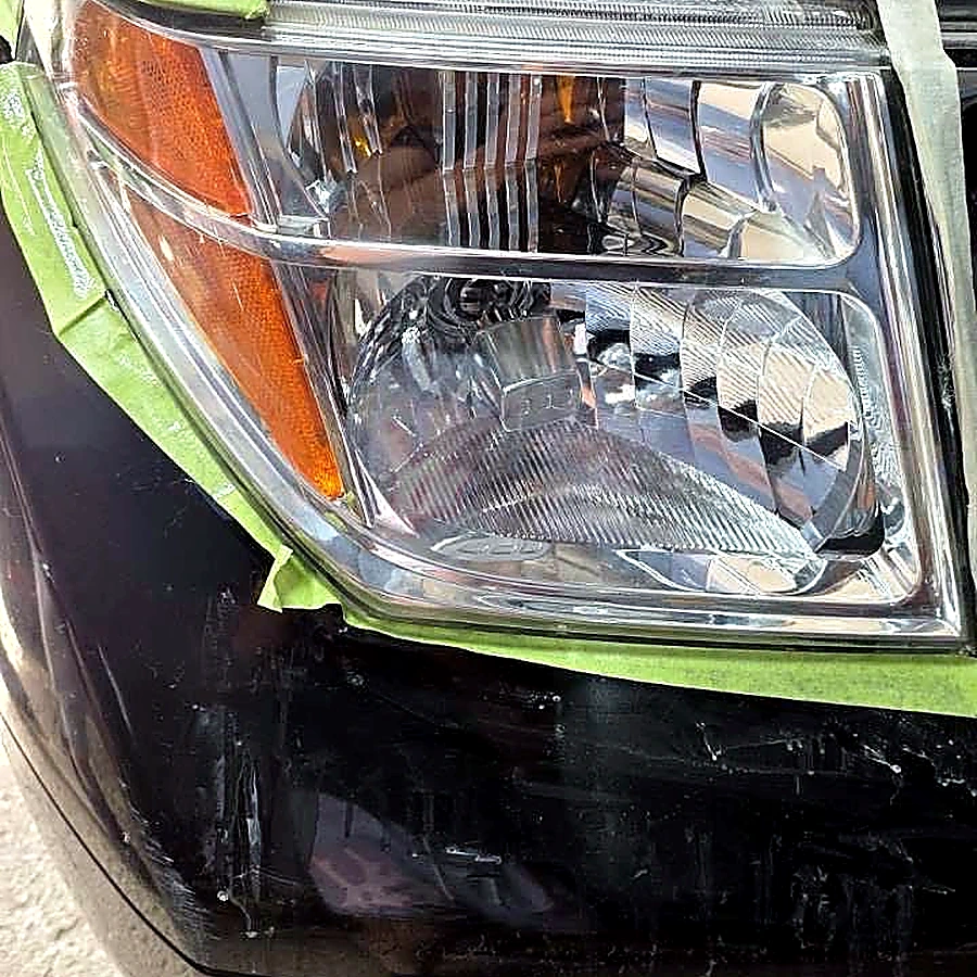 Clear restored headlight close up